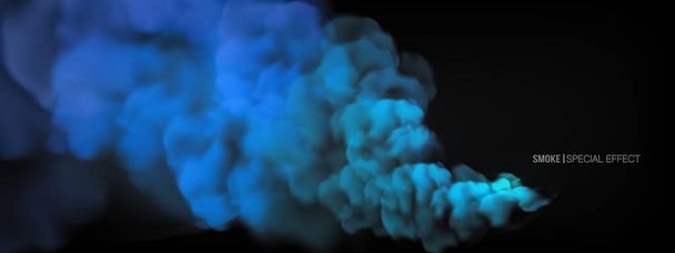 Siyah arka planda çok renkli bir duman var. Renkli sis bombaları. İzole sis ya da duman, şeffaf özel efekt. Parlak sihirli bulut, sis ya da sis. Tasarım için soyut illüstrasyon - Vektör, Görsel