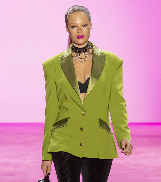 New York, New York - Feb. 06, 2020: Sabina Karlsson walks the runway at Christian Siriano Fall Winter 2020 Fashion Show - Foto, imagen