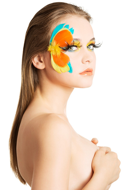 Beautiful woman with abstract make up. - Fotoğraf, Görsel