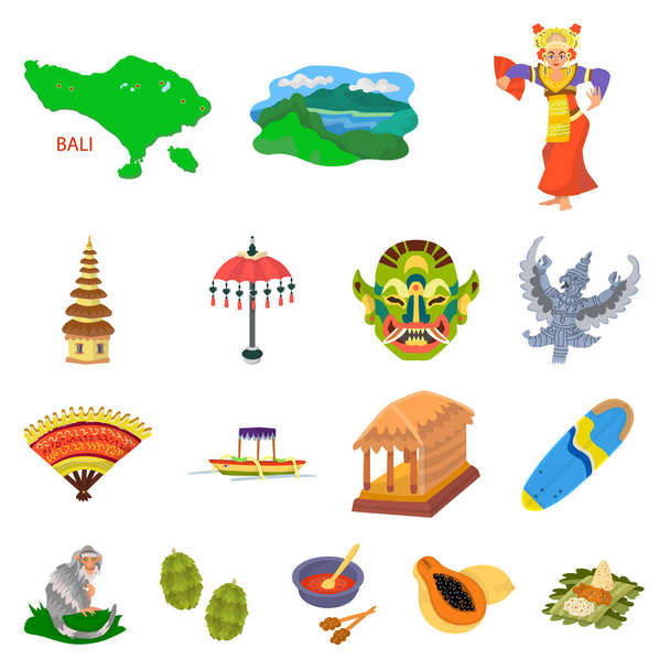 Oggetto isolato di icona bali e indonesia. Set di bali e caraibici stock symbol per il web
. - Vettoriali, immagini