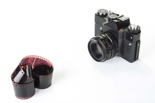 Vintage analogowa pojedyncza kamera odblaskowa obiektywu - Zdjęcie, obraz