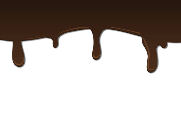 Chocolate negro derretido goteando en la pared blanca
 - Vector, imagen