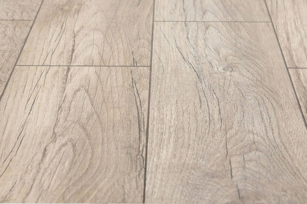 Seamless Oak laminate parquet floor texture background, selective focus - Foto, Imagem