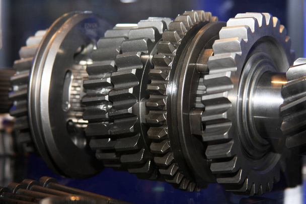 Cogs in a modern high performance vehicle gearbox with very exact machined tollerances. - Photo, Image