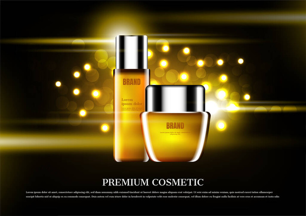 Anúncio cosmético premium, soro dourado
 - Vetor, Imagem