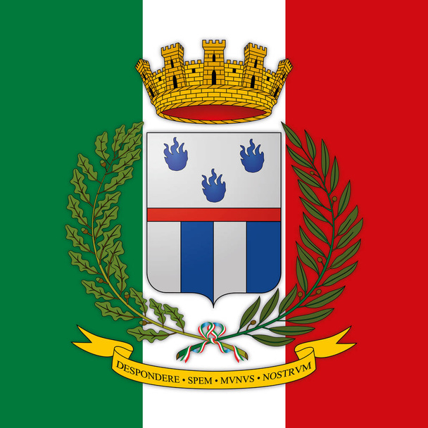 Polizia Penitenziaria brasão de armas na bandeira italiana, Itália, ilustração vetorial
 - Vetor, Imagem