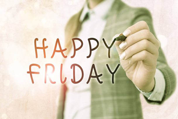 Word writing text Happy Friday. Business concept for Greetings on Fridays because it is the end of the work week. - Photo, image