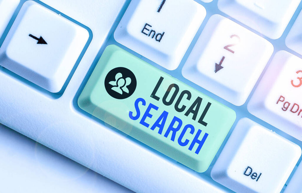 Textzeichen mit lokaler Suche. Konzeptionelle Foto-Suche in einer strukturierten Datenbank lokaler Unternehmenseinträge. - Foto, Bild