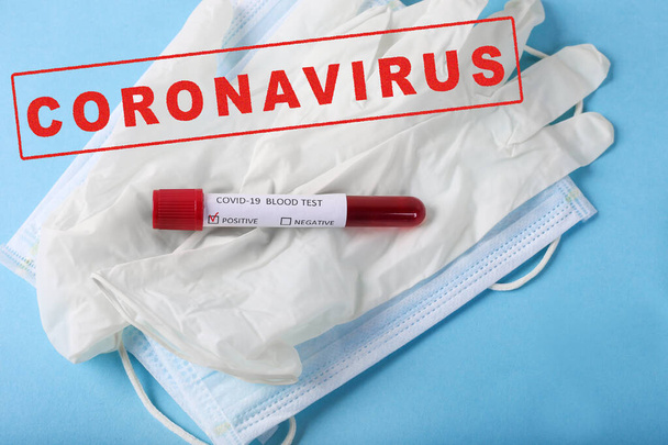 Positive COVID-19 test and laboratory sample of blood testing for diagnosis new Corona virus infection(novel corona virus disease 2019). Pandemic infectious concept - Photo, Image