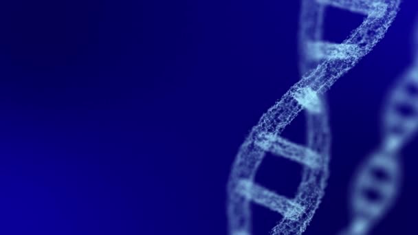 青い背景の人間のDNA 。プレキシスのスタイルでDNA 。モデルの回転。遺伝学の研究。DNAの破壊だ。紹介ビデオのループ映像。 4K. - 映像、動画