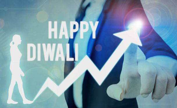 Handschrift tekst schrijven Happy Diwali. Concept betekent festival van licht dat wordt gevierd door miljoenen hindoes. - Foto, afbeelding