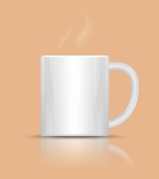 Кофейная чашка с горячим паром. Белая керамическая кружка. Векторная миграция
 - Вектор,изображение