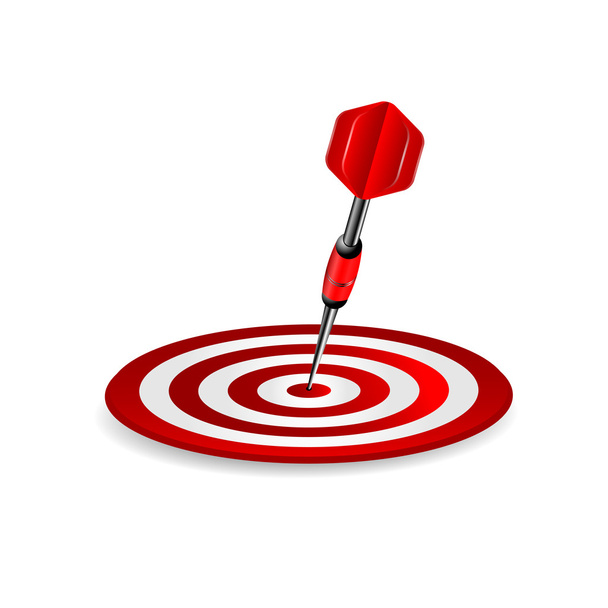 darts.target красного цвета и дротик изолированы на белой backgroun
 - Вектор,изображение