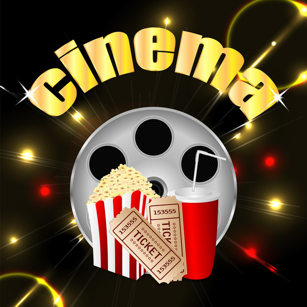 cinema background.items to a movie theater in the blazing neon b - Vector, Image