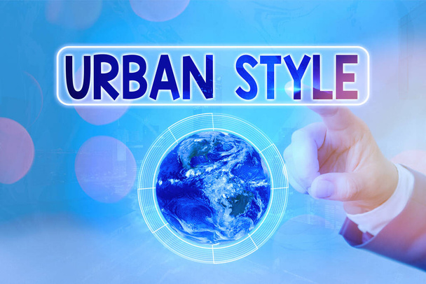 Urban Style 'ı gösteren bir not yazıyorum. NASA tarafından döşenmiş bu görüntünün sokak giyimi unsurlarından ortaya çıkan iş fotoğrafı sergisi modası. - Fotoğraf, Görsel