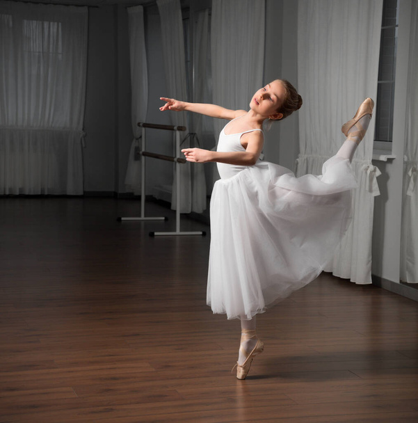 Little girl classic ballet dancer in studio - Foto, Imagem