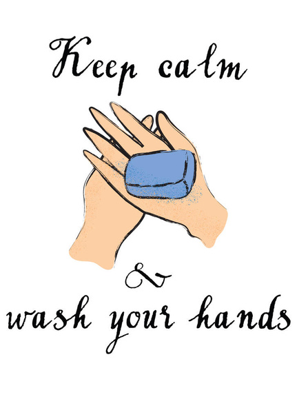 Illustrazione vettoriale, mantenere la calma e lavarsi le mani
 - Vettoriali, immagini