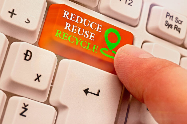 Textové znaménko pro snížení opětovného použití recyklace Konceptuální chování pro uživatele. - Fotografie, Obrázek