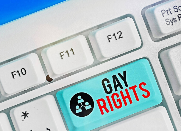 Написання тексту "Права геїв". Концепція бізнесу для рівних громадянських та соціальних прав для гомосексуалістів
. - Фото, зображення