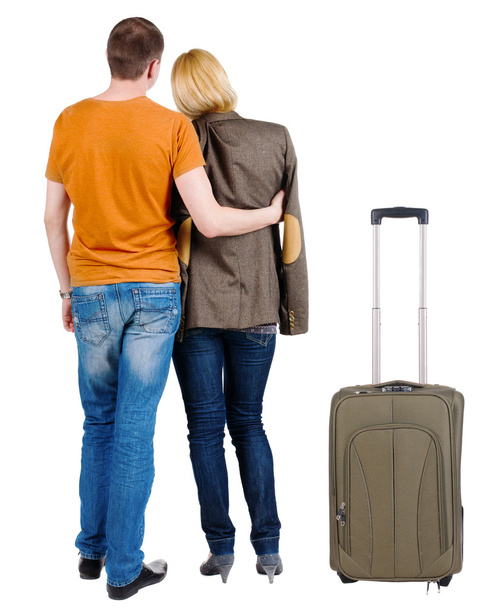 Couple traveling with suitcas . - Fotó, kép