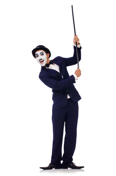 Personification of Charlie Chaplin on white - Photo, Image