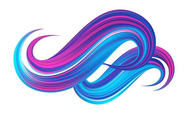 Abstract banner background with 3d twisted blue flow liquid shape. Acrylic paint design - Вектор, зображення