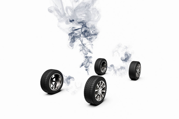 3D візуалізація концептуального зображення автомобіля, що зникає, залишаючи лише колеса
 - Фото, зображення