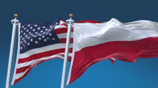 4k Kesintisiz Amerika Birleşik Devletleri ve Polonya Bayrakları arka plan, Abd Abd Pol Pl. - Video, Çekim