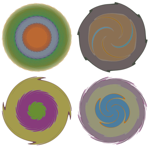 Moteado, espiral abstracta abigarrada, remolino, giro y vórtice formas
 - Vector, Imagen