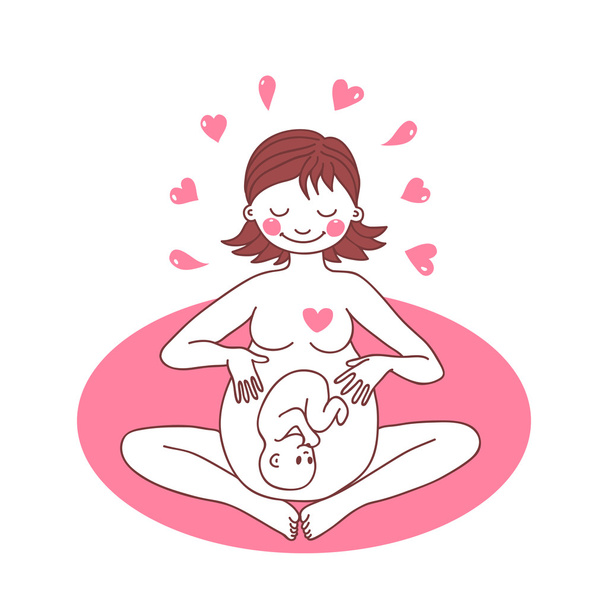 Illustration of a happy pregnant woman - Vector, Image