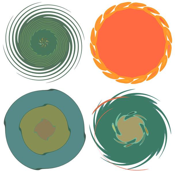 Monochromatické abstraktní spirály, vírové, točivé a vírové tvary - Vektor, obrázek
