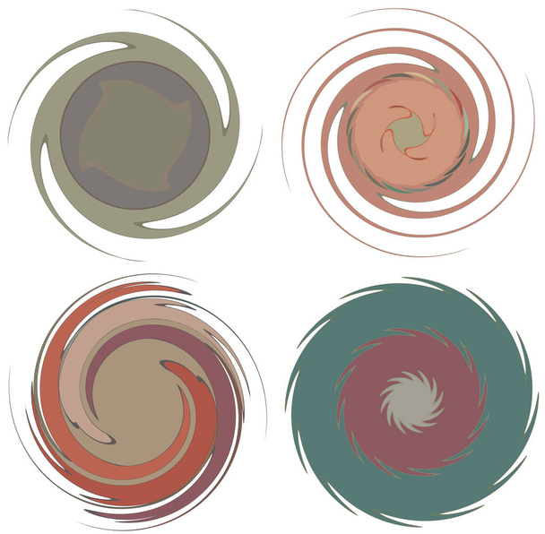 Darkish abstract spiral, swirl, twirl and vortex shapes - Vector, Image