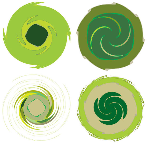 Monochrome abstract spiral, swirl, twirl and vortex shapes - Vector, Image