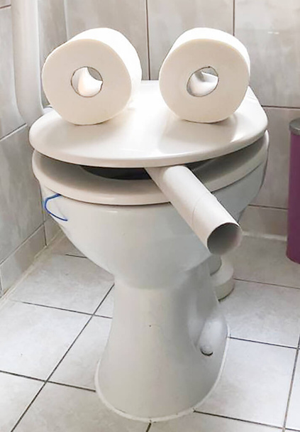 The toilet smokes. Funny picture - Fotoğraf, Görsel