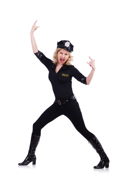 üzerinde beyaz izole kadın polis - Fotoğraf, Görsel