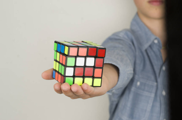 colorful puzzle square cube rubik color game play single  - 写真・画像