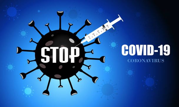 Detener la enfermedad por Coronavirus COVID-19 infección médica aislada. Nuevo nombre oficial para la enfermedad por Coronavirus llamado COVID-19, ilustración vectorial
 - Vector, imagen
