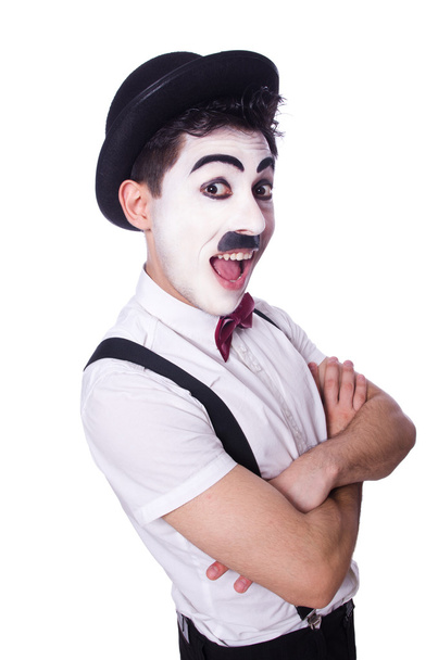 Personification of Charlie Chaplin on white - Foto, imagen