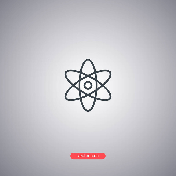 Icono de átomo aislado sobre fondo gris. Icono de estilo línea
.  - Vector, Imagen