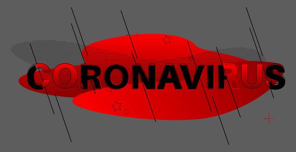 Ilustración vectorial abstracta de la palabra Coronavirus. Rebanadas de rojo y balck diseño
. - Vector, Imagen