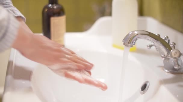Γυναίκα που σαπουνίζει σχολαστικά τα χέρια της - Πλάνα, βίντεο