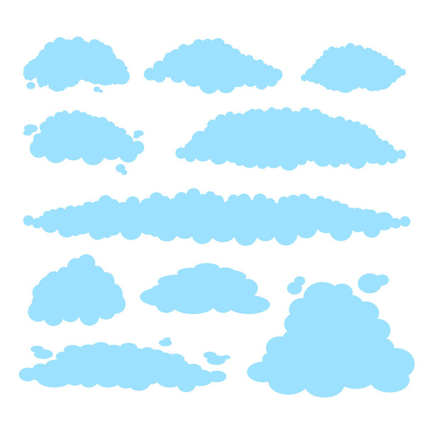 Blue clouds isolated set collection. Vector flat graphic design isolated illustration - Vettoriali, immagini