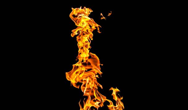 Fire flames on black background. fire on black background isolated. fire patterns - Photo, Image