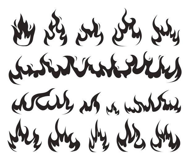 Black flame fire isolated set collection. Vector flat graphic design isolated illustration - Vector, Image
