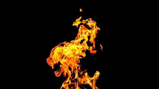 Llamas de fuego sobre fondo negro. fuego sobre fondo negro aislado. patrones de fuego
 - Foto, Imagen