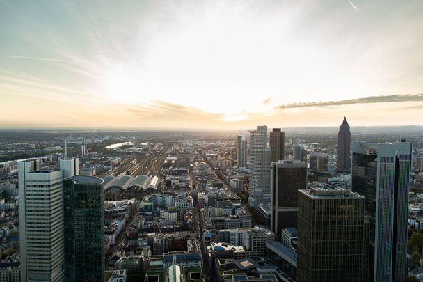 Panorama of Frankfurt am Main, Germany. Copy space. - Zdjęcie, obraz