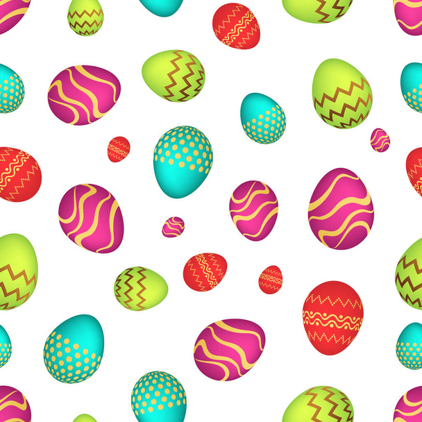 Modello senza cuciture con uova di Pasqua colorate - Vettoriali, immagini