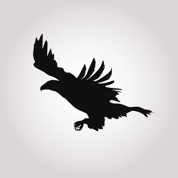 Silhouette of the eagle in flight with wings spread.Vector illustration - Vector, Image