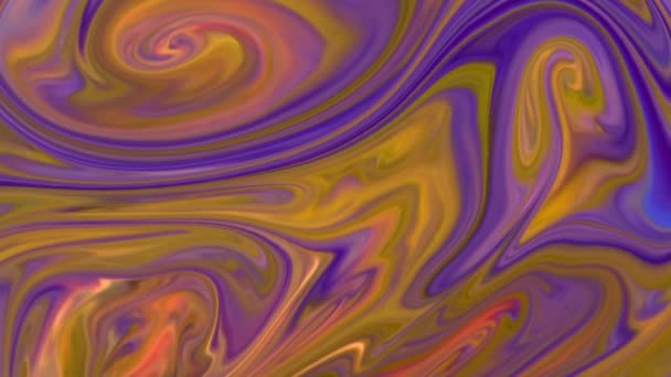 Abstrakter Hintergrund mit psychedelischer Malerei in bunten, lebendigen Farben. Organische Wirkung bei langsamer Bewegung und Gleiten der Flüssigmalerei. Wirbel und Ausbreitung. - Filmmaterial, Video