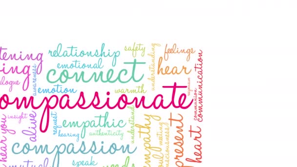 Compassionate animated word cloud on a white background. - Footage, Video